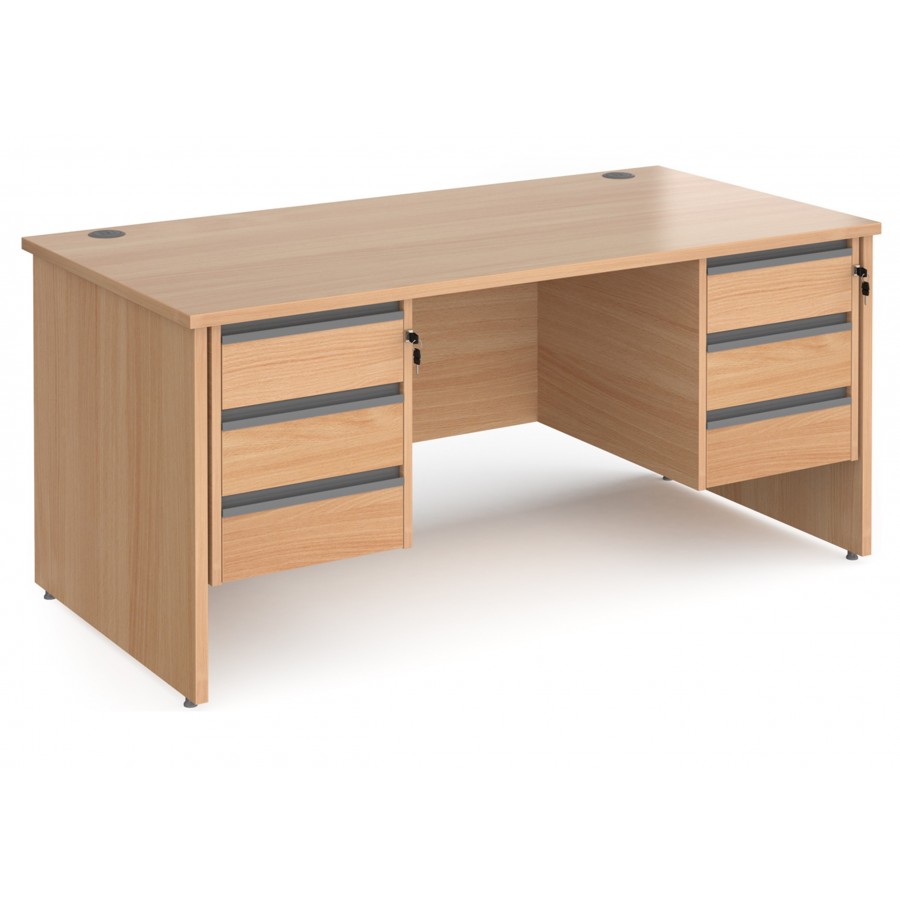 Harlow Panel End Straight Desk with 2 x Three Drawer Pedestals